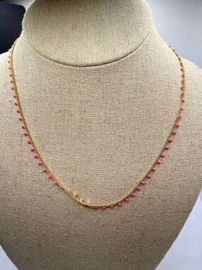 14 k gold plated Kendra Scott Gold Pink Beaded Necklace New With Tag